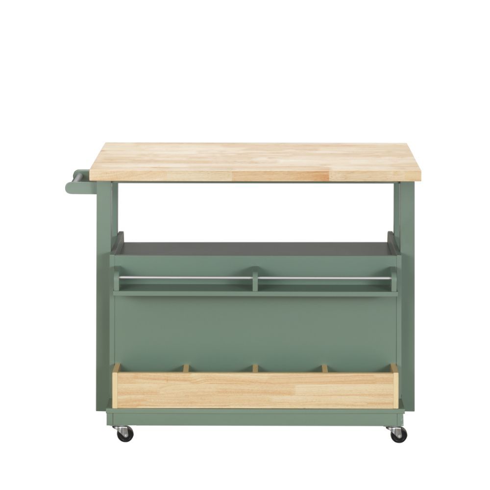 Harper - Carrito de cocina - Natural y verde