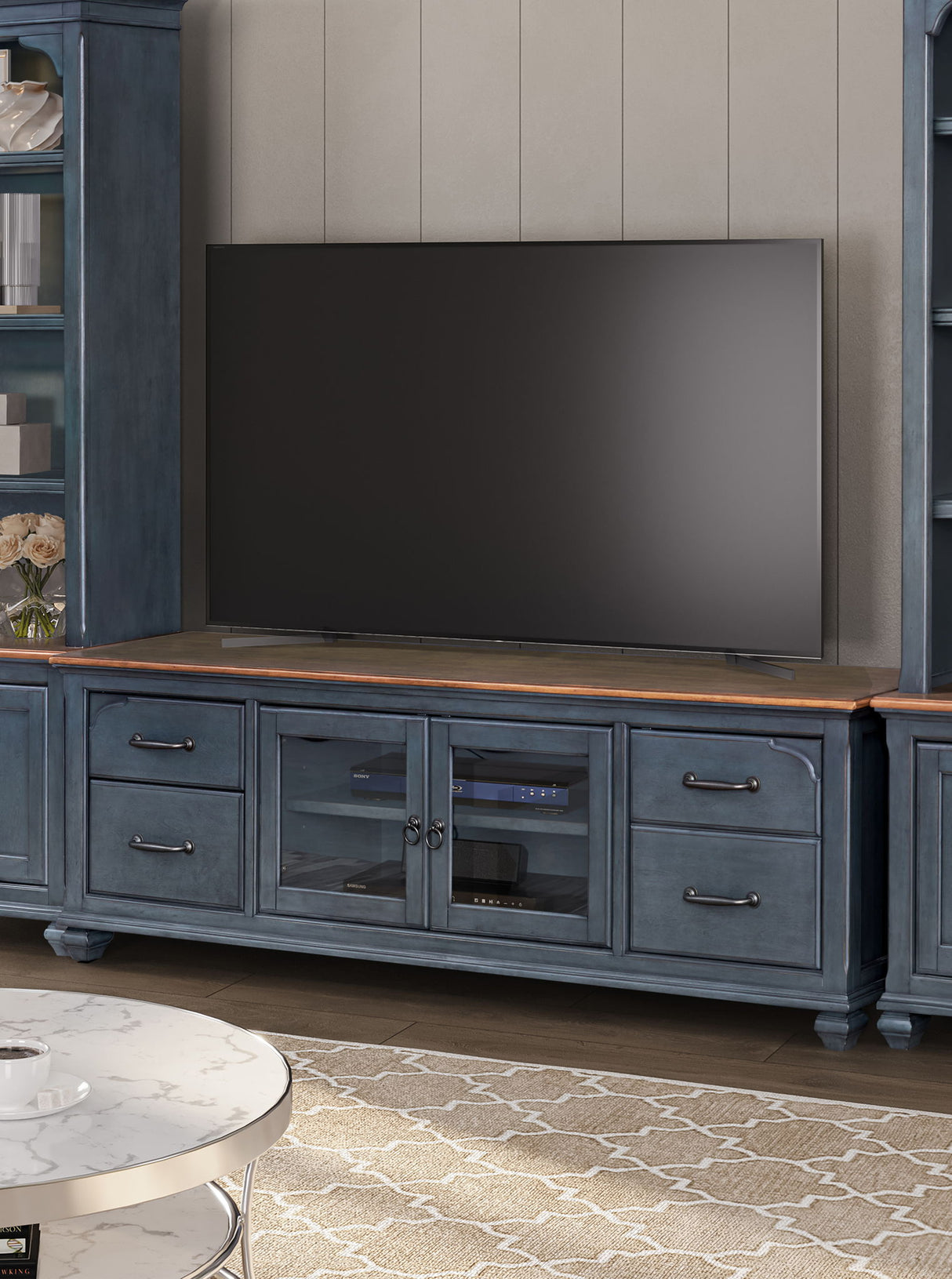 Americana - 84" TV Stand - Corduroy Blue