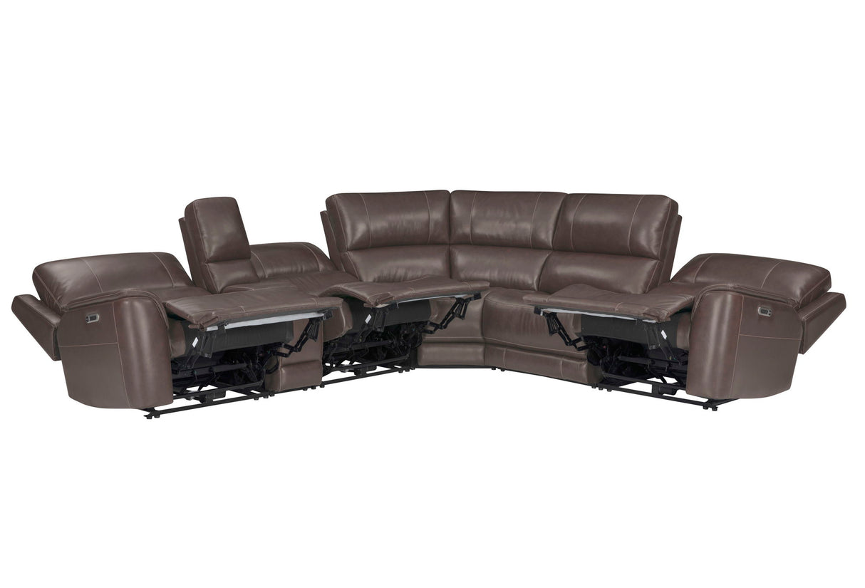 Easton - 6 Piece Zero Gravity Power Reclining Sectional With Power Adjustable Headrests - Steamboat Brown