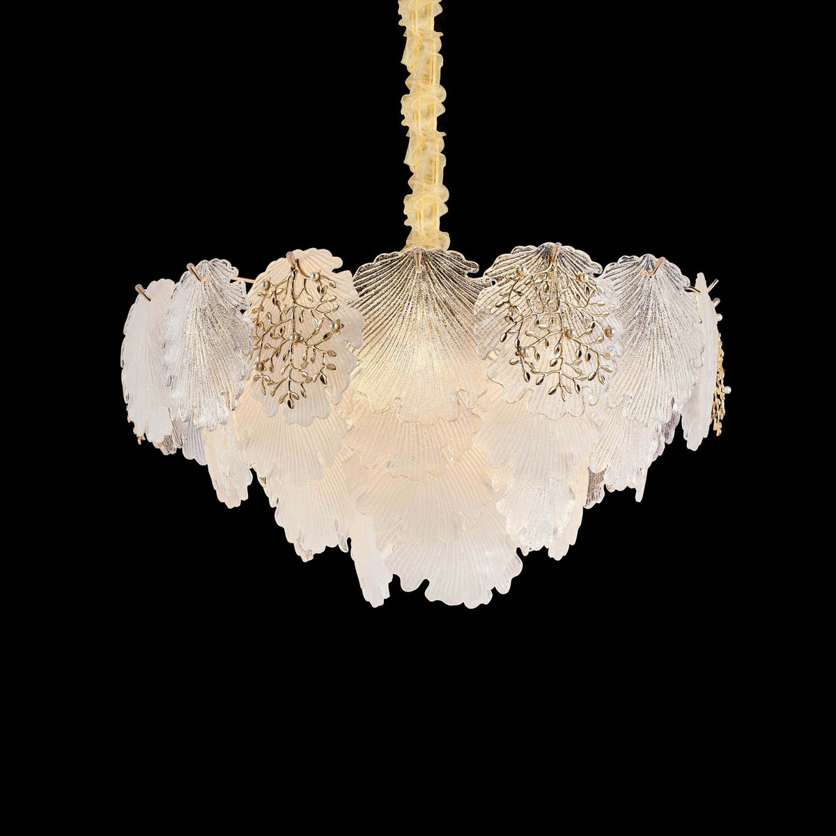 Michael Amini Lighting - Almara 9-Light Frosted Glass Chandelier - Frost / Gold