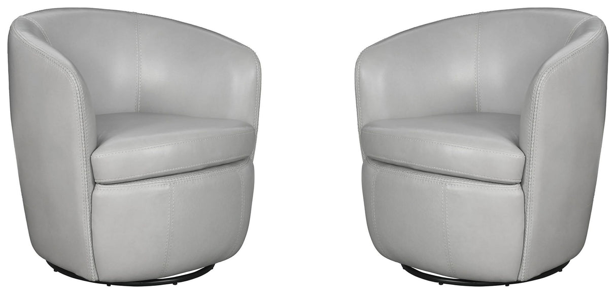 Barolo - 100% Italian Leather Swivel Club Chair (Set of 2)