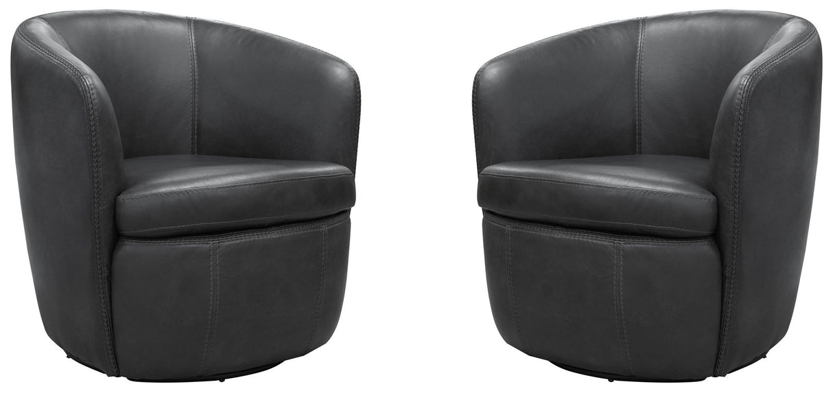 Barolo - 100% Italian Leather Swivel Club Chair (Set of 2)