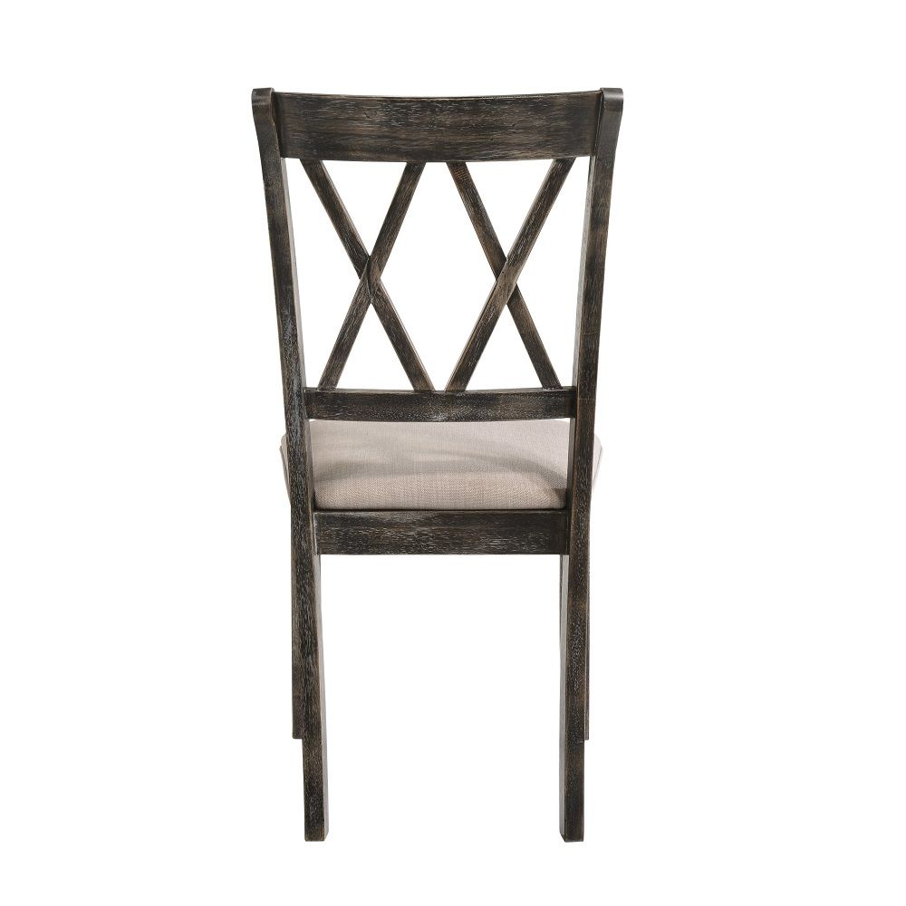 Claudia II - Silla de comedor (Juego de 2) - Tela y gris envejecido