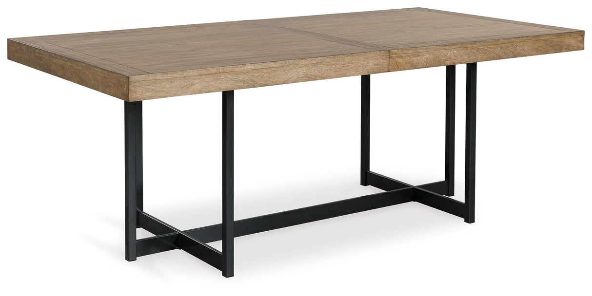 Tomtyn - Mesa de comedor rectangular extensible - Marrón claro