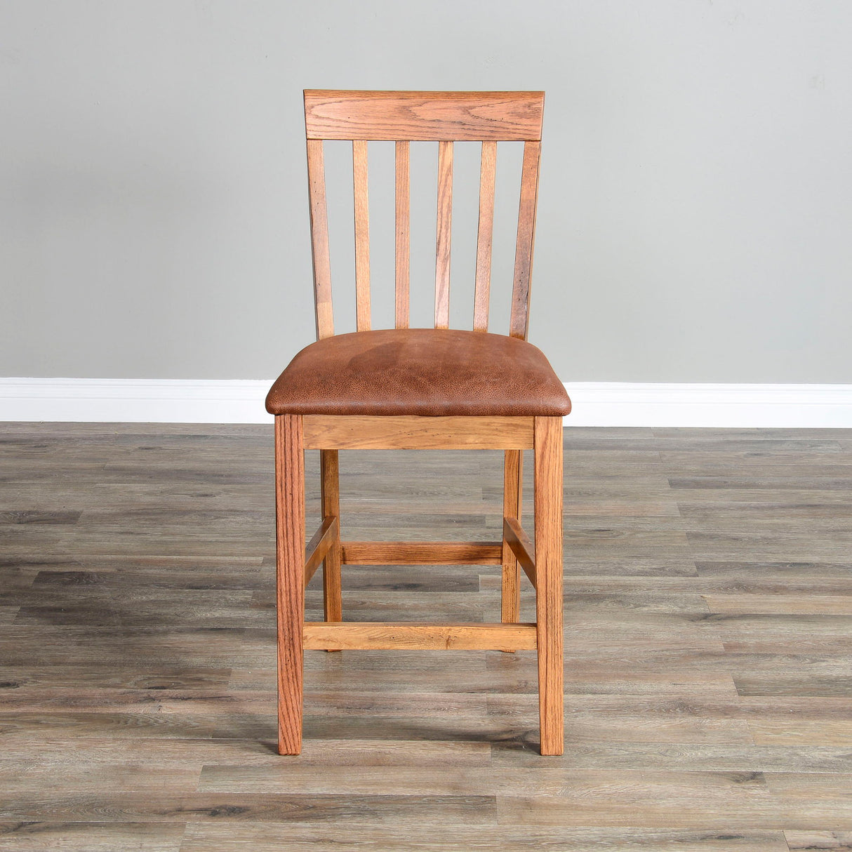 Sedona - Counter Slatback Barstool, Cushion Seat (Set of 2) - Rustic Oak