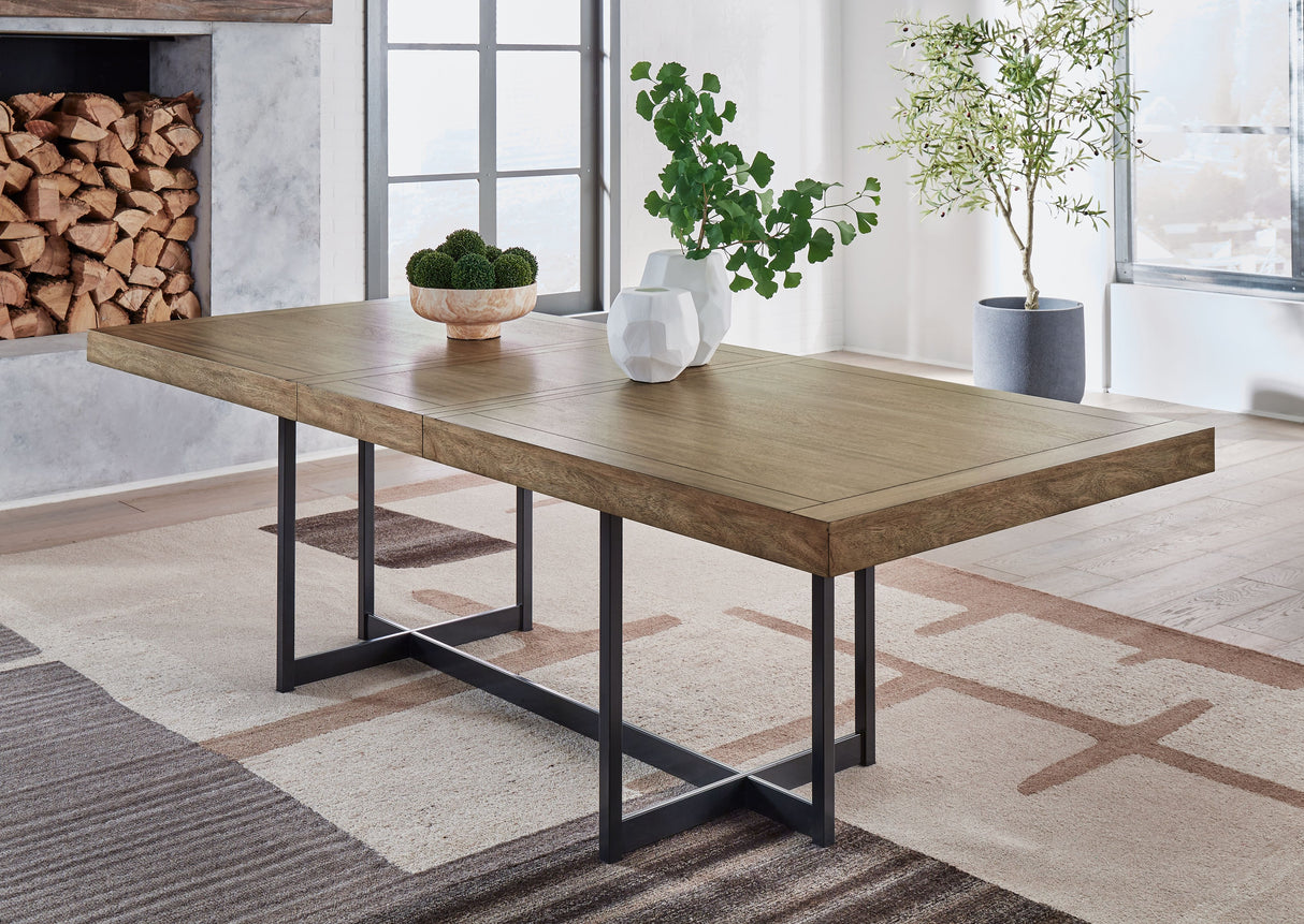 Tomtyn - Mesa de comedor rectangular extensible - Marrón claro