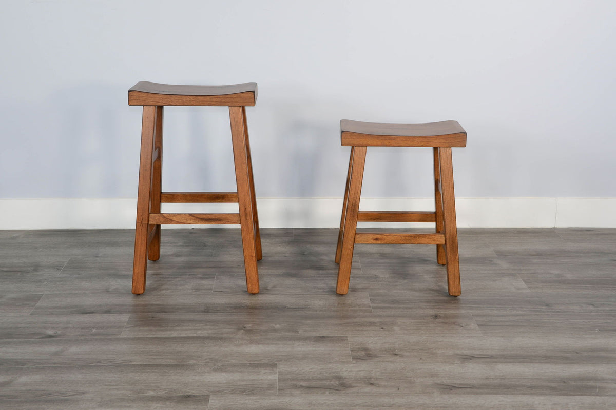 Sedona - 30" Saddle Seat Stool With Wood Seat (Set of 2) - Rustic Oak