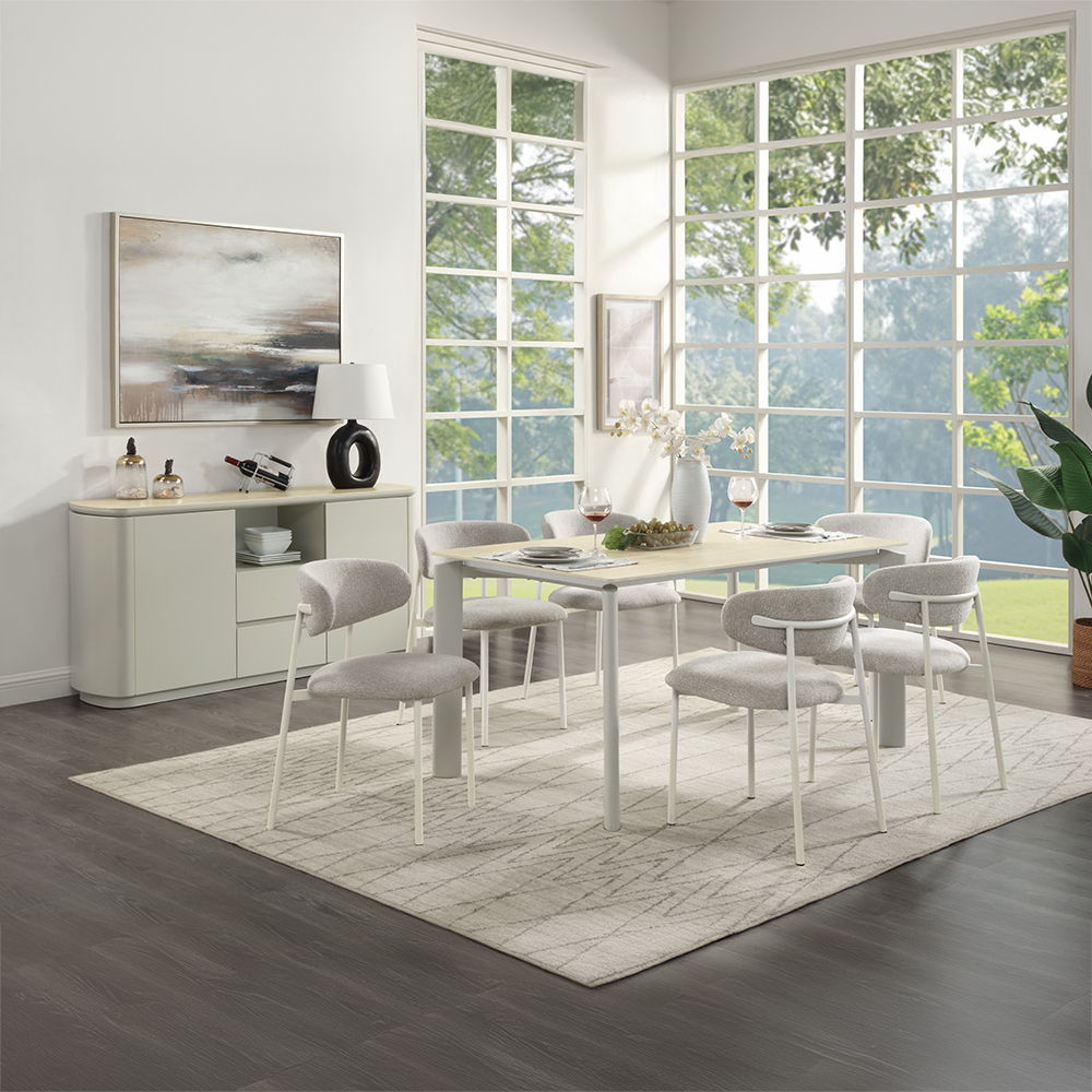 Ingram - Mesa de comedor - Piedra sinterizada y acabado gris claro