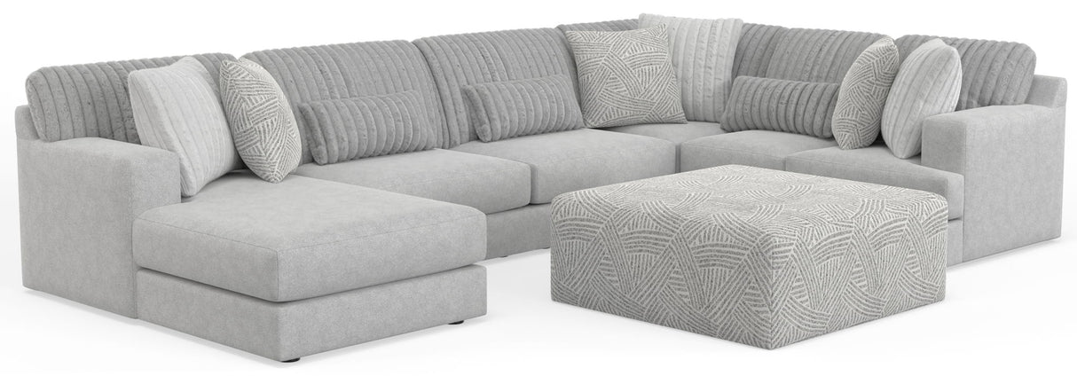 Logan - Upholstered Sectional With Comfort Coil Seating - 46" Cocktail Ottoman And Accent Pillows Included