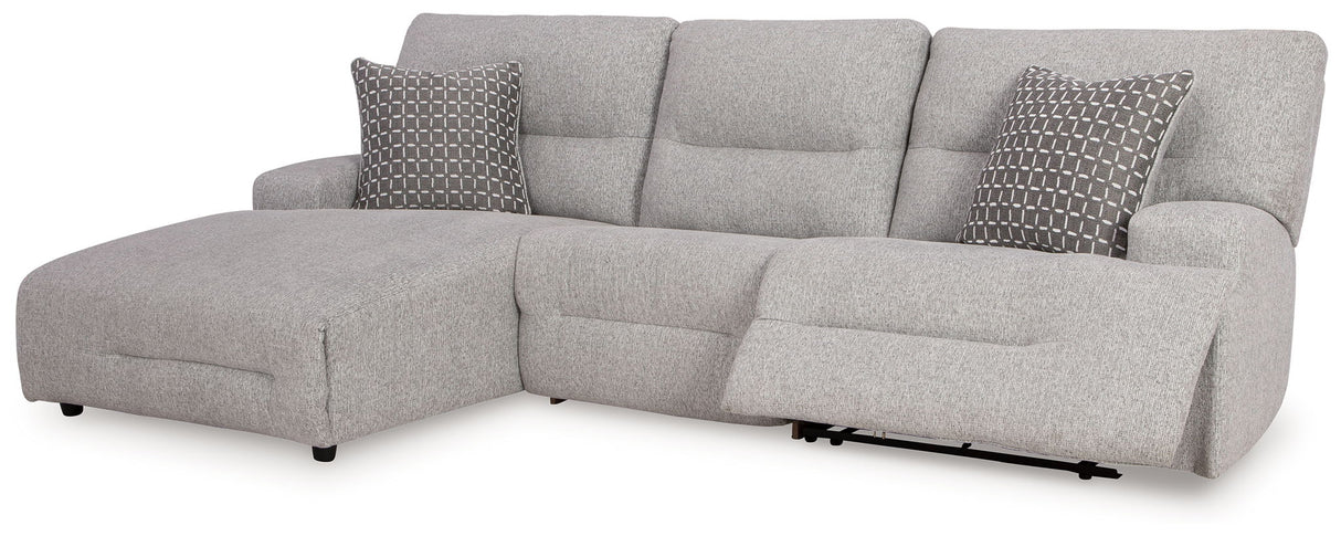 Acklen Place - 3-Piece Power Reclining Sectional With RAF Power Reclining Back Chaise - Pewter