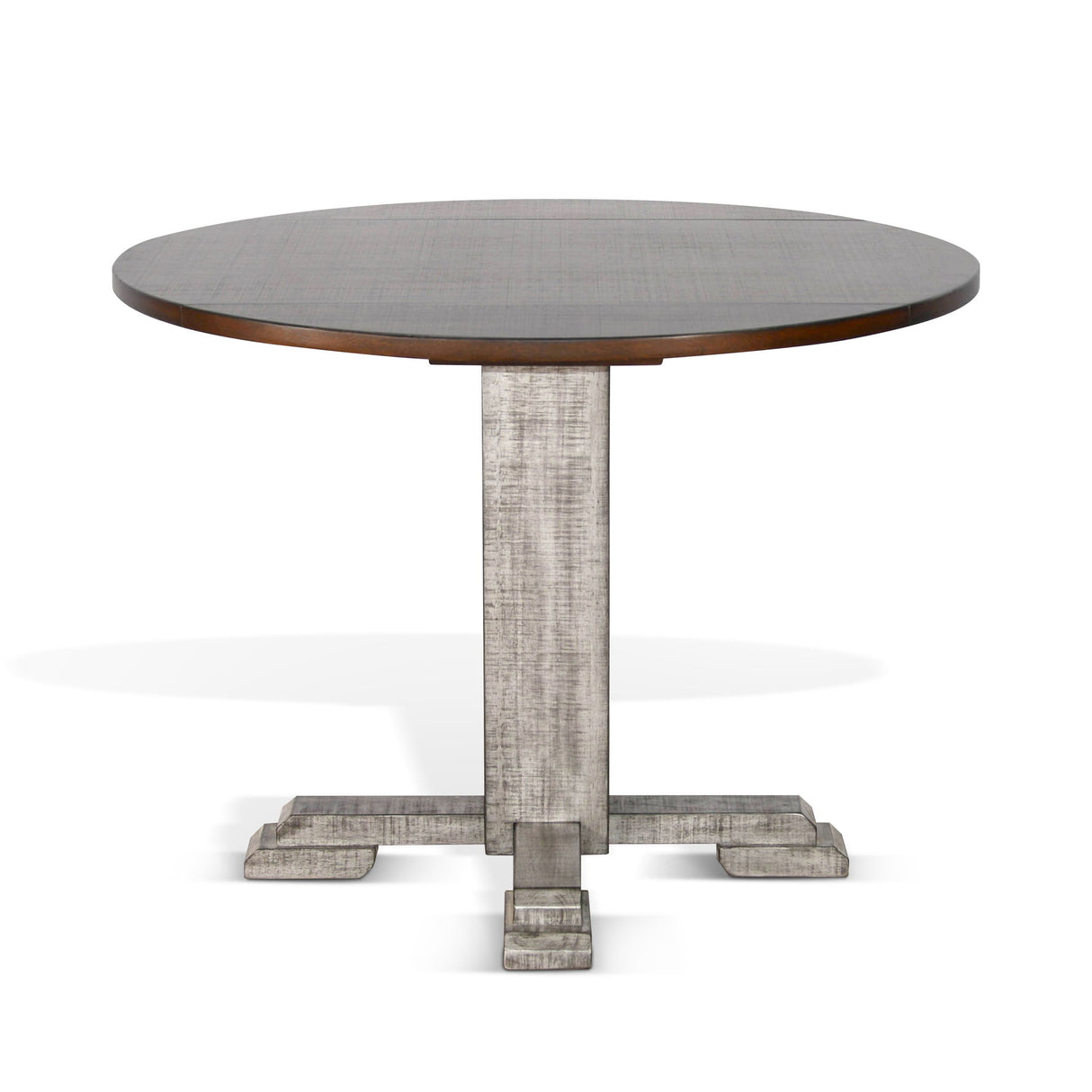 Homestead Hills - Drop Leaf Round Table - Tobacco Leaf / Alpine Gray