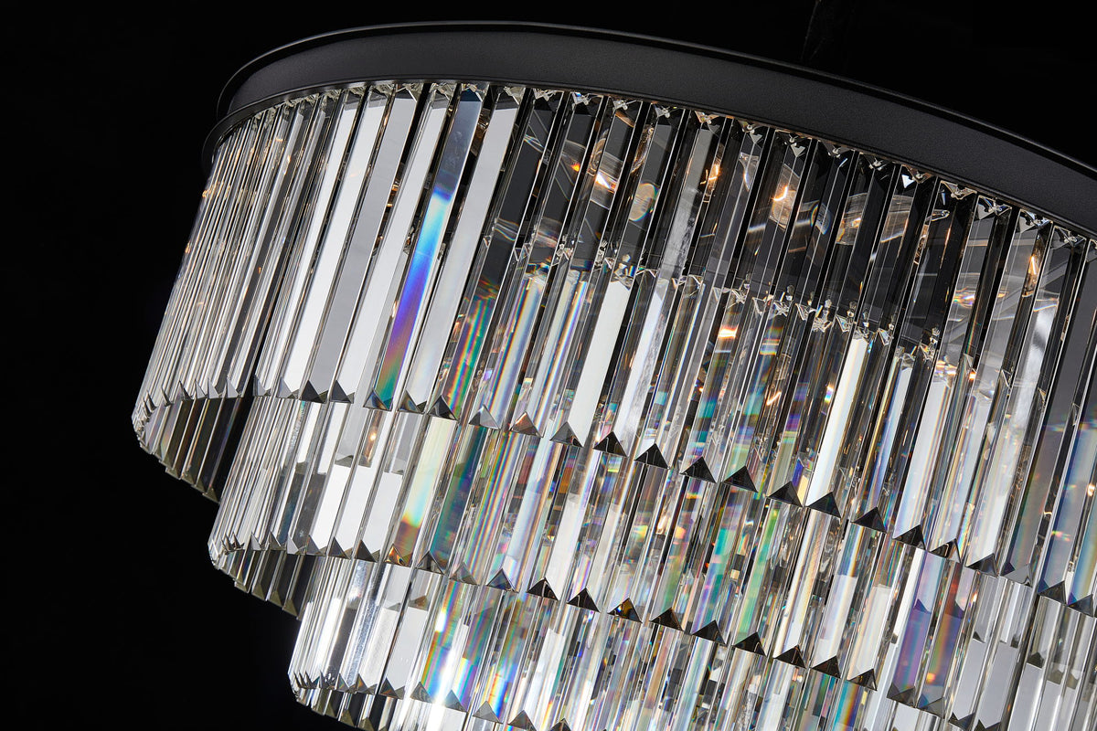 Michael Amini Lighting - Allure 28-Light Round Crystal Chandelier - Matte Black / Silver