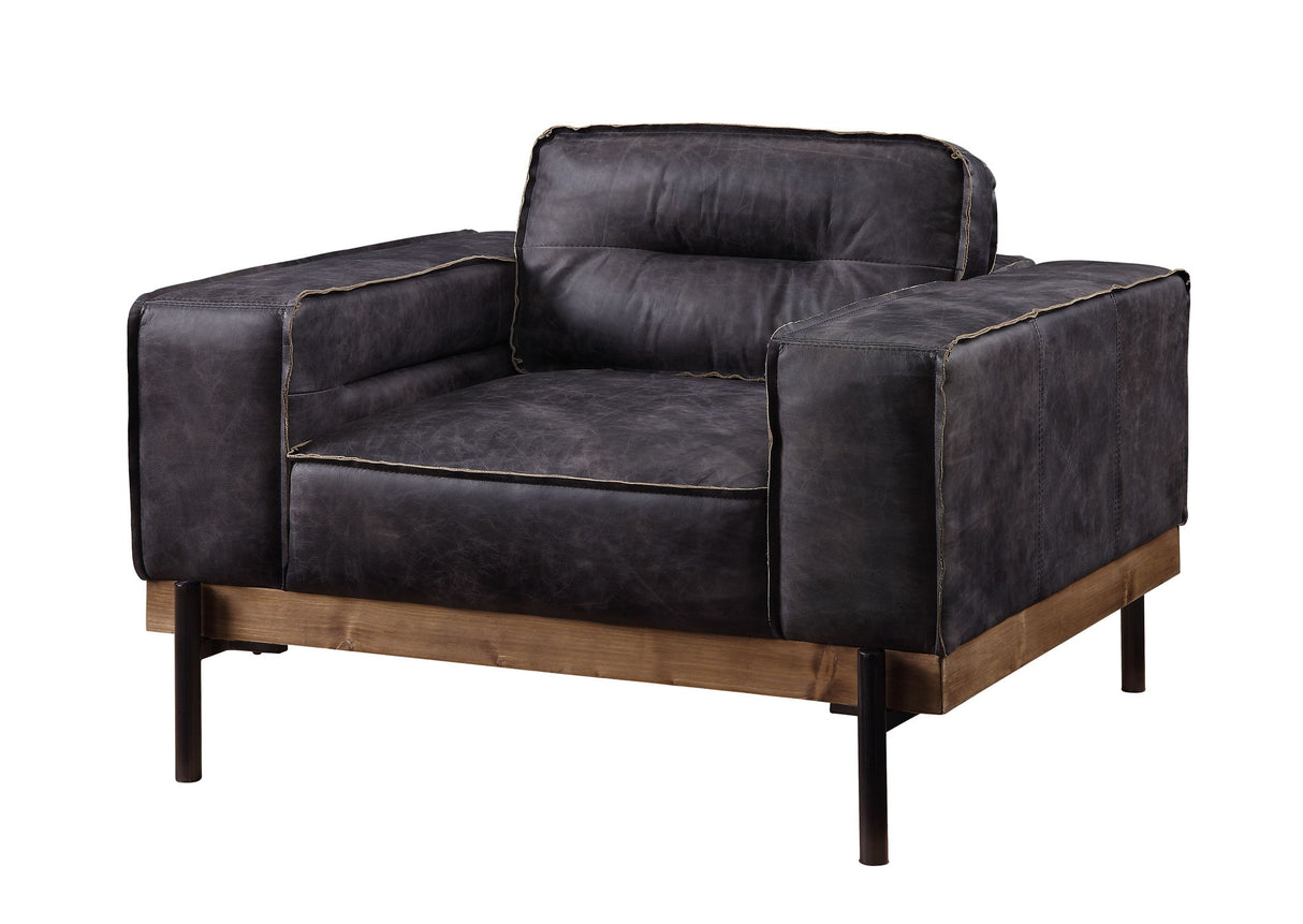 Silchester - Sillón - Piel flor de ébano envejecida