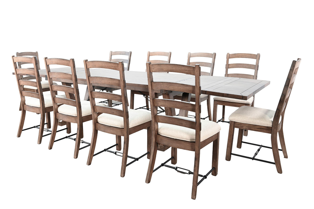 Yellowstone Folding Leaf Extension 11 Piece Dining Set - Buckskin