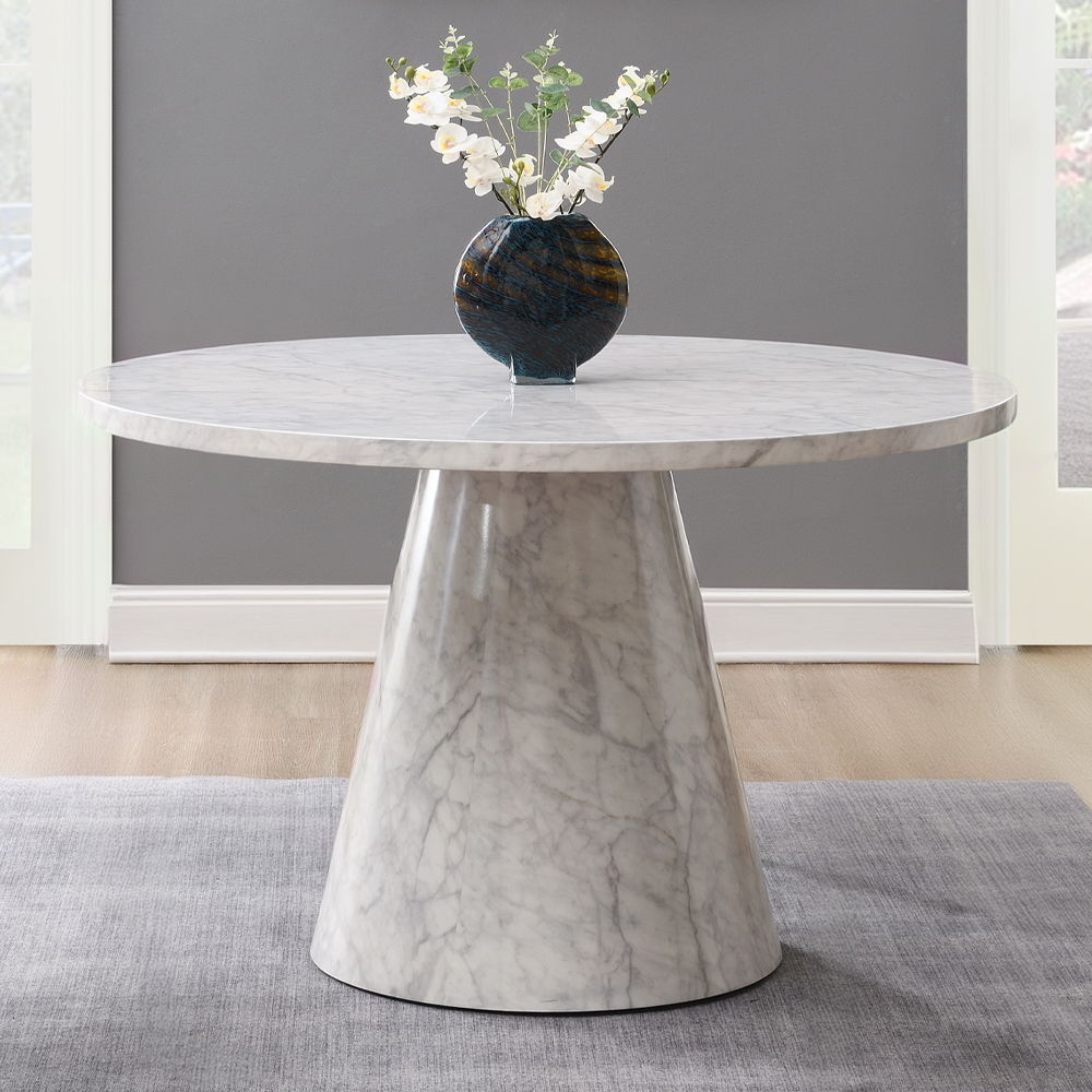 Kacey - Mesa de comedor redonda - Acabado de piedra reconstituida