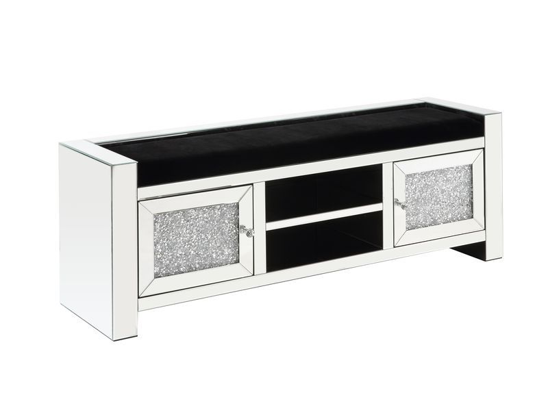 Noralie - Banco - Espejo y Diamantes de Imitación - Madera - 55.88 cm
