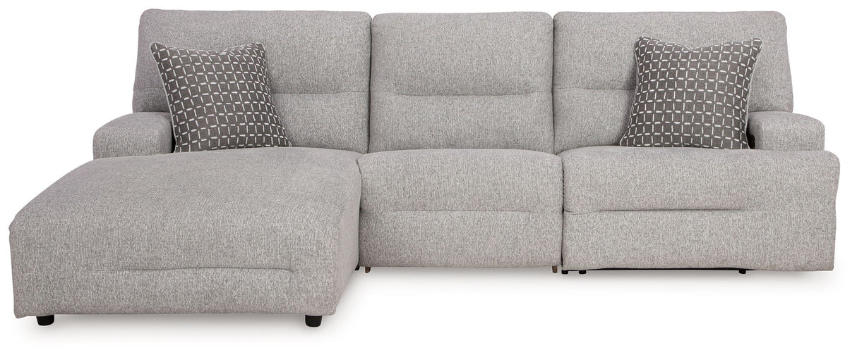 Acklen Place - 3-Piece Power Reclining Sectional With RAF Power Reclining Back Chaise - Pewter