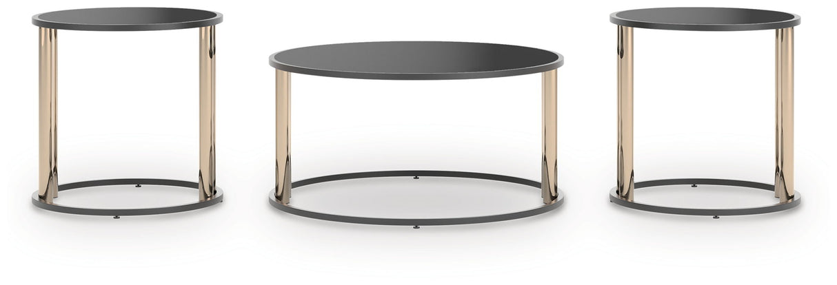 Hannerly - Occasional Table Set (Set of 3) - Black / Gold Finish