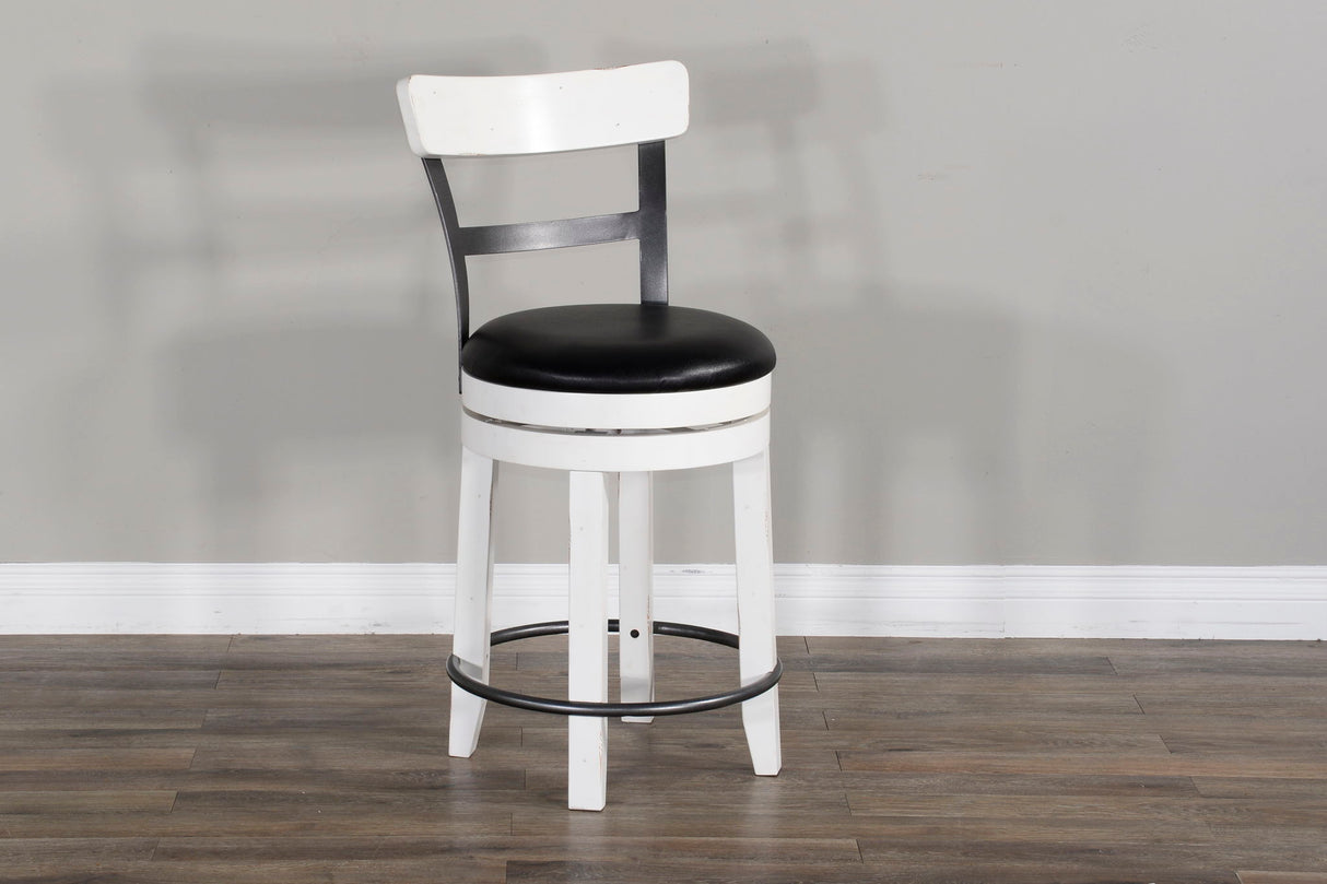 Carriage House - Taburete de bar con respaldo y asiento acolchado giratorio