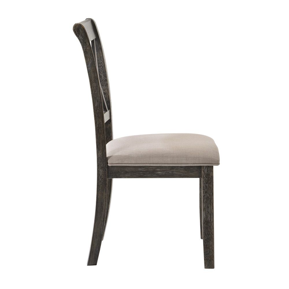 Claudia II - Silla de comedor (Juego de 2) - Tela y gris envejecido