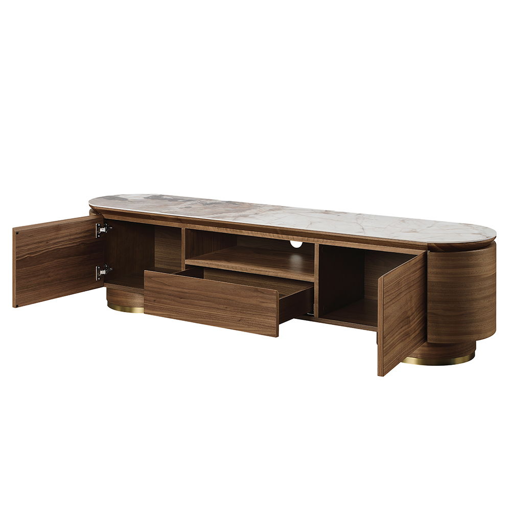 Willene - Mueble para TV con cubierta de cerámica - Marrón oscuro