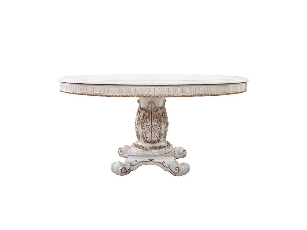 Vendome - 76" Round Dining Table With Pedestal Base - Antique Pearl
