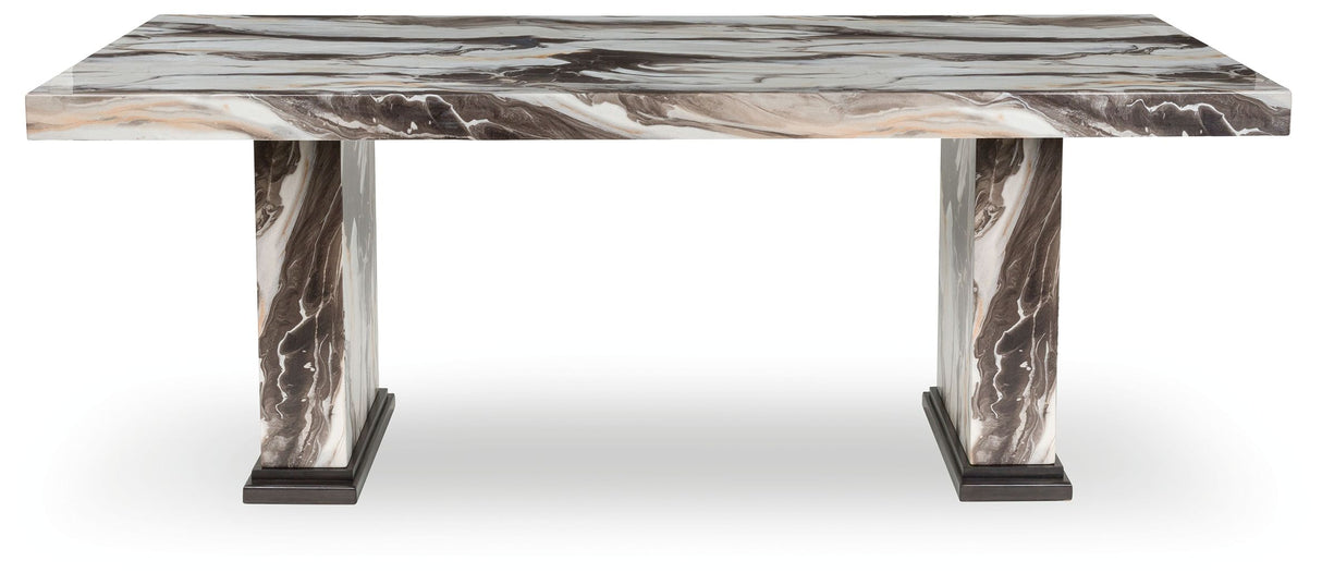 Jeshina - Mesa de comedor - Marrón oscuro / Beige