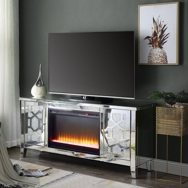 Noralie - Mueble de TV - Espejado y con diamantes de imitación - Madera - 28"