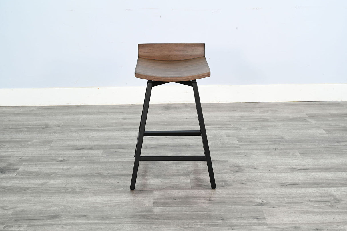 Doe Valley - Taburete giratorio de madera de 24" de alto - Piel de ciervo