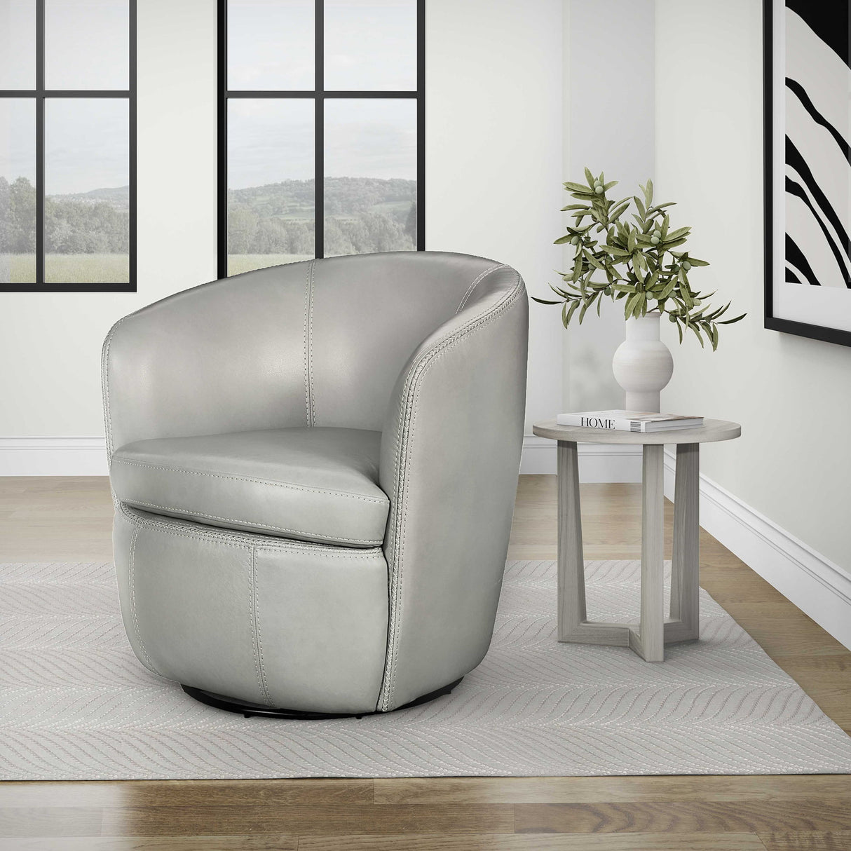 Barolo - 100% Italian Leather Swivel Club Chair (Set of 2)