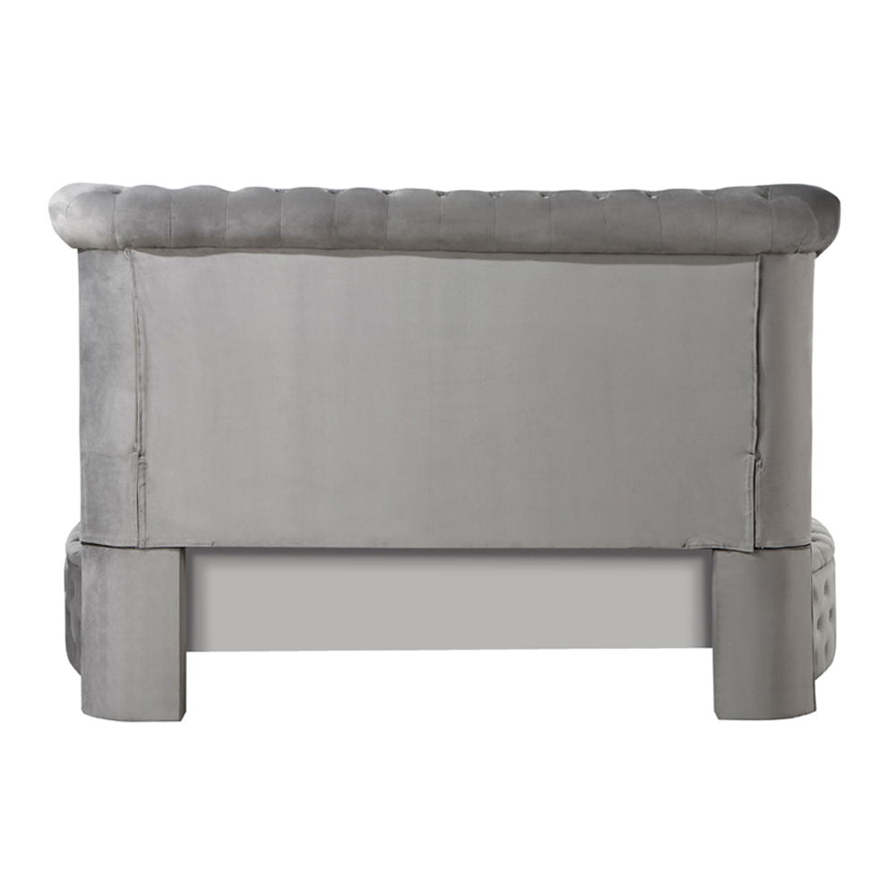 Gaiva - Queen Bed With Storage - Gray Velvet