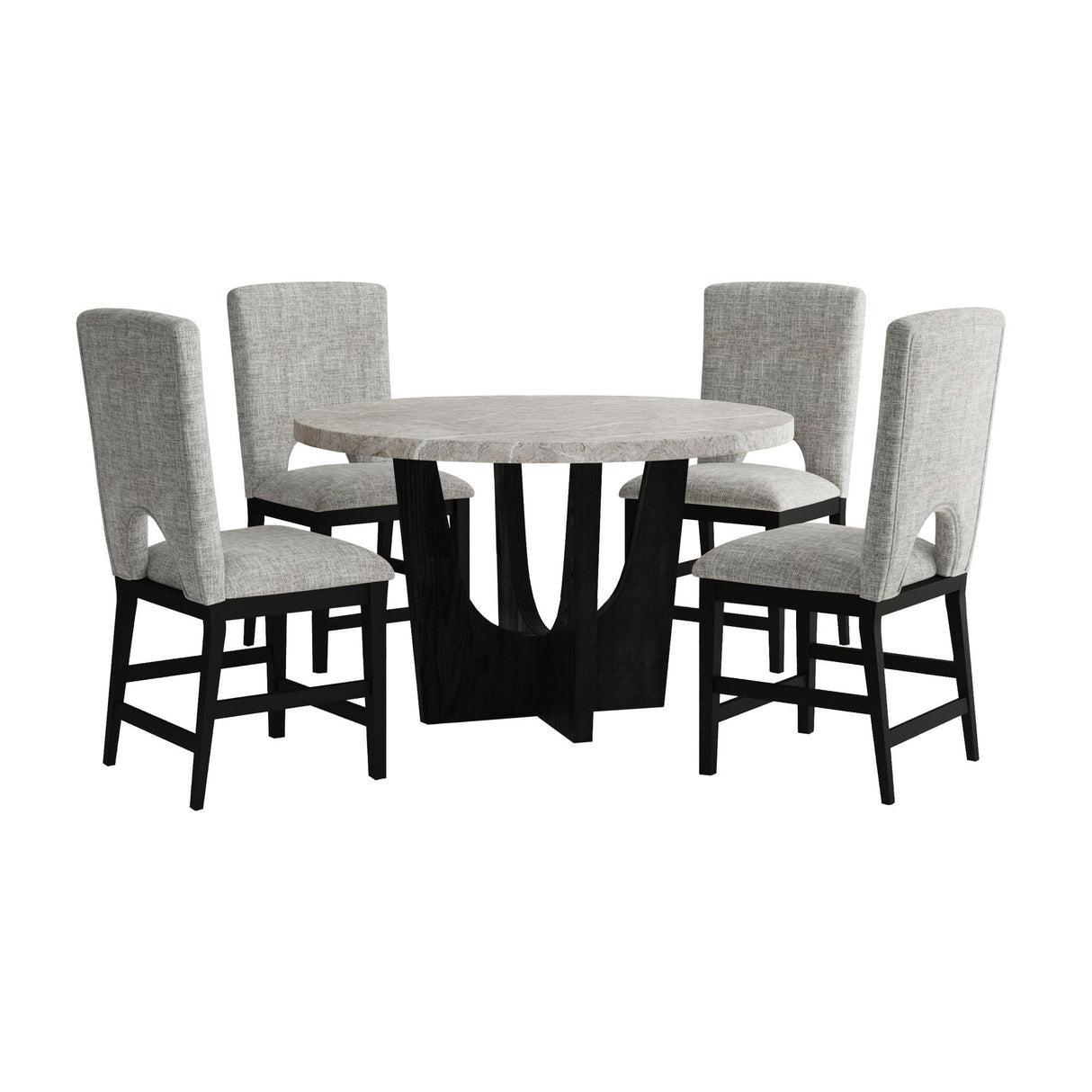 Oregon - Juego de comedor de 5 piezas a la altura de la encimera (mesa redonda para encimera y cuatro sillas)