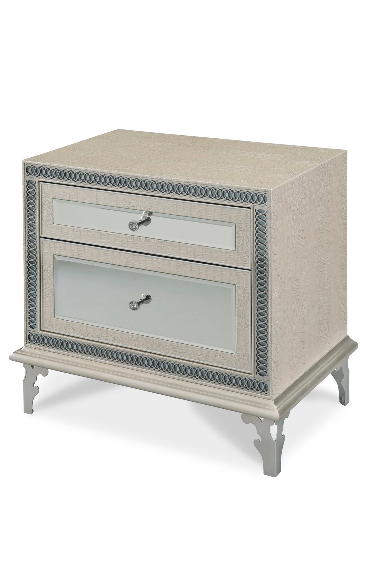 Hollywood Swank - Upholstered Nightstand - Crystal Croc