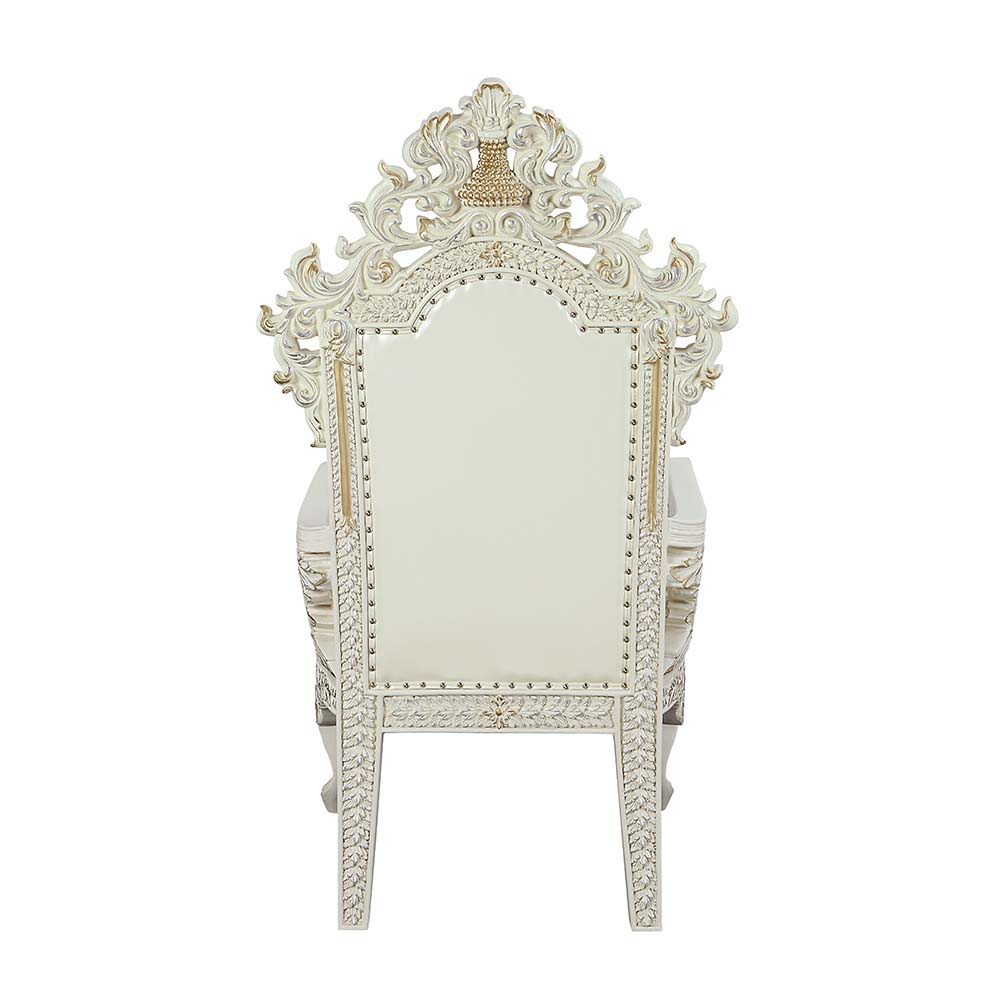 Adara - Silla de comedor (Juego de 2) - Poliuretano blanco y acabado blanco antiguo