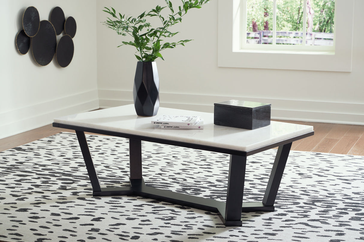 Fostead - Mesa de centro rectangular - Blanco / Espresso