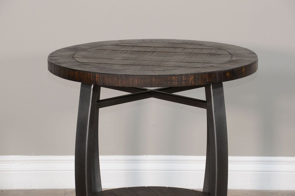 Homestead - Mahogany Wood & Metal End Table - Tobacco Leaf