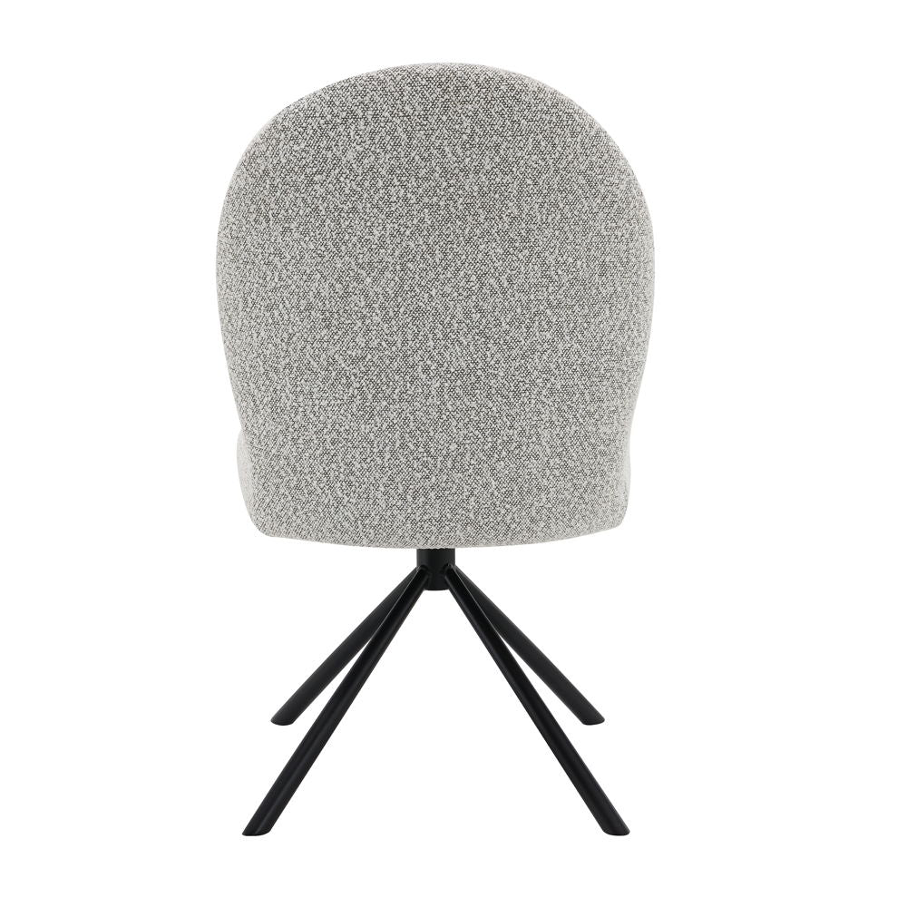 Lawton - Silla Auxiliar Giratoria (Juego de 2) - Boucle Gris y Acabado Negro