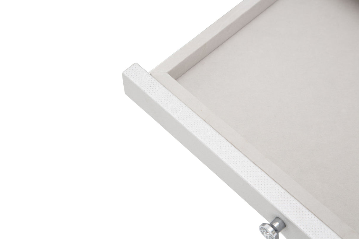 Melrose Plaza - Writing Desk With Glass Top - Dove