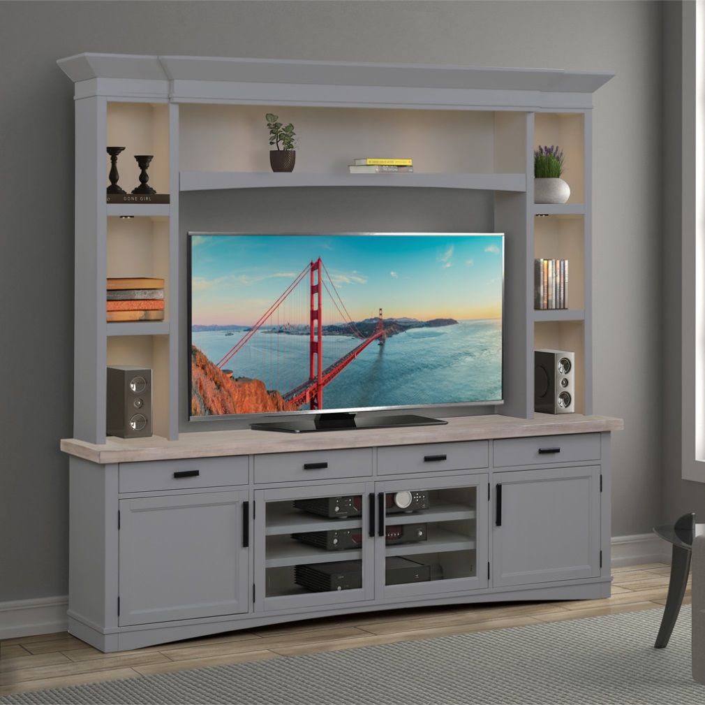 Americana Modern - TV Console with Hutch and LED Lights alternate view 11