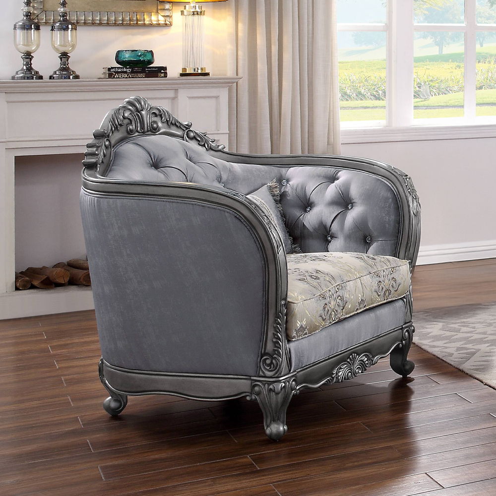 Ariadne - Chair With Pillow - Fabric & Platinum