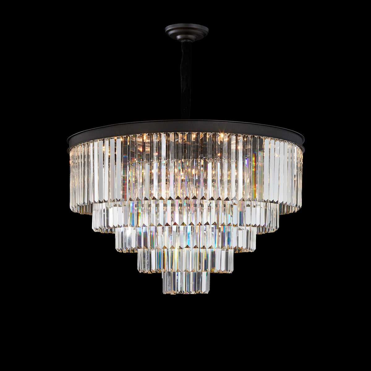Michael Amini Lighting - Allure 21-Light Round Crystal Chandelier - Matte Black / Silver