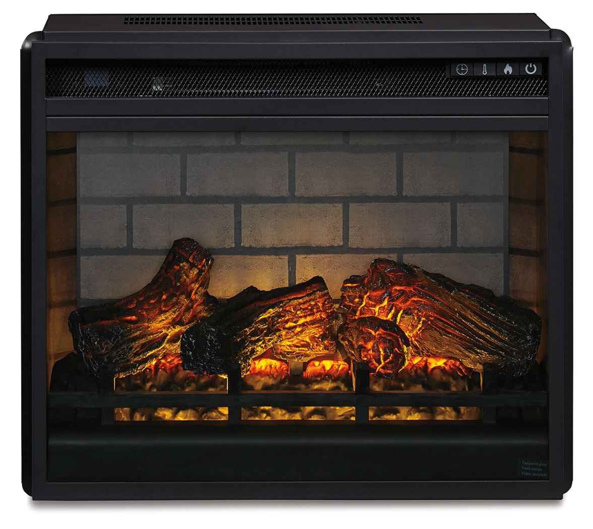 Wynnlow - Mueble de TV con inserto de chimenea de ladrillo falso - Gris
