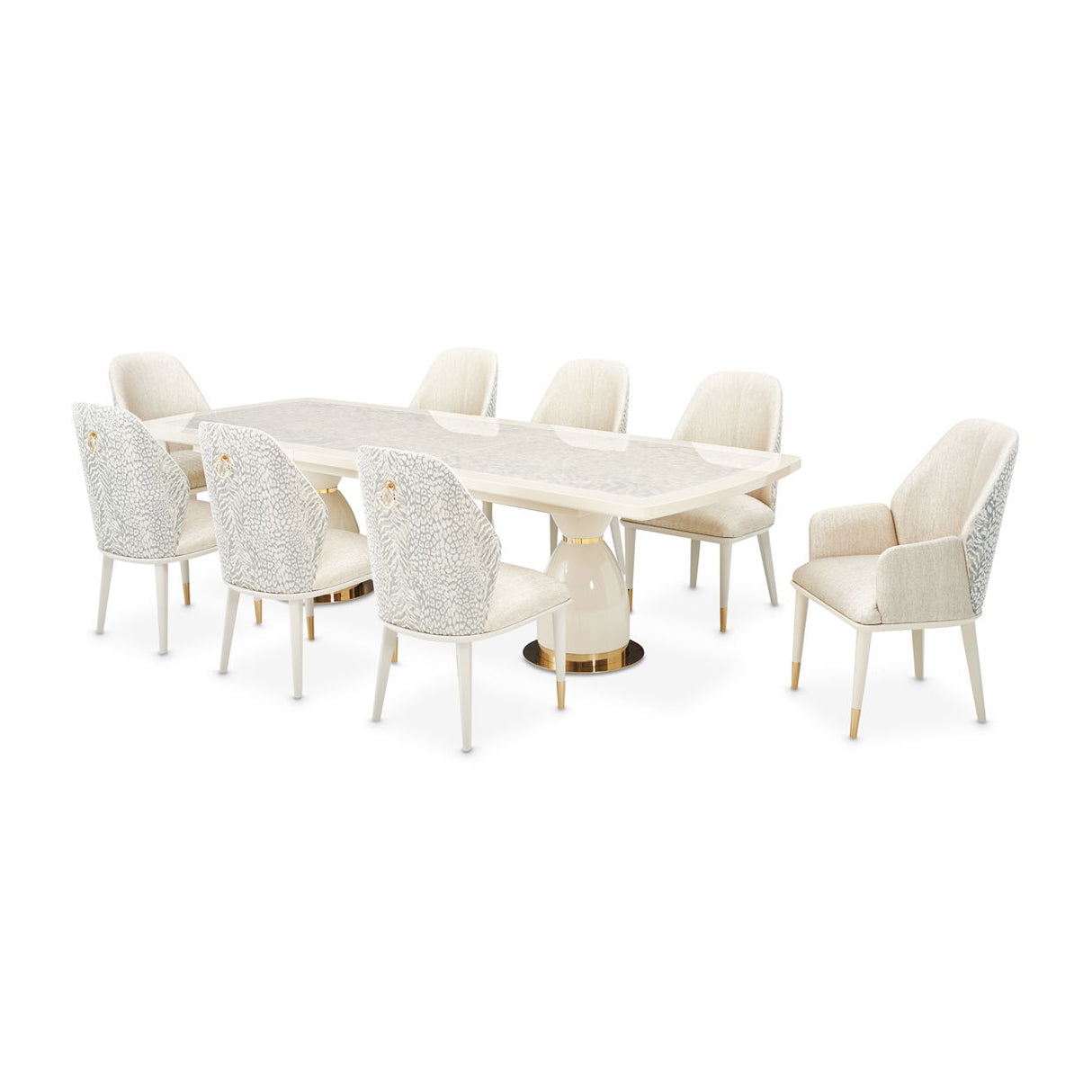 Lisbon - Double Pedestal Dining Table - Silken Matte Cream