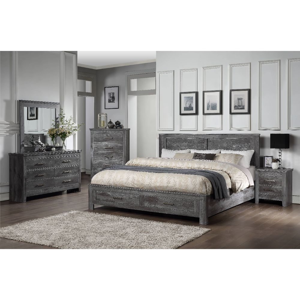 Vidalia - Queen Bed With Storage - Rustic Gray Oak