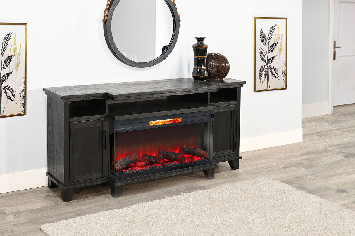 66" Media Console With Panoramic Electric Fireplace - Umbra