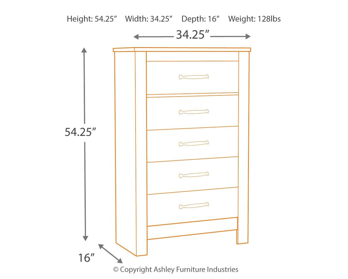Bellaby - Five Drawer Chest - Whitewash