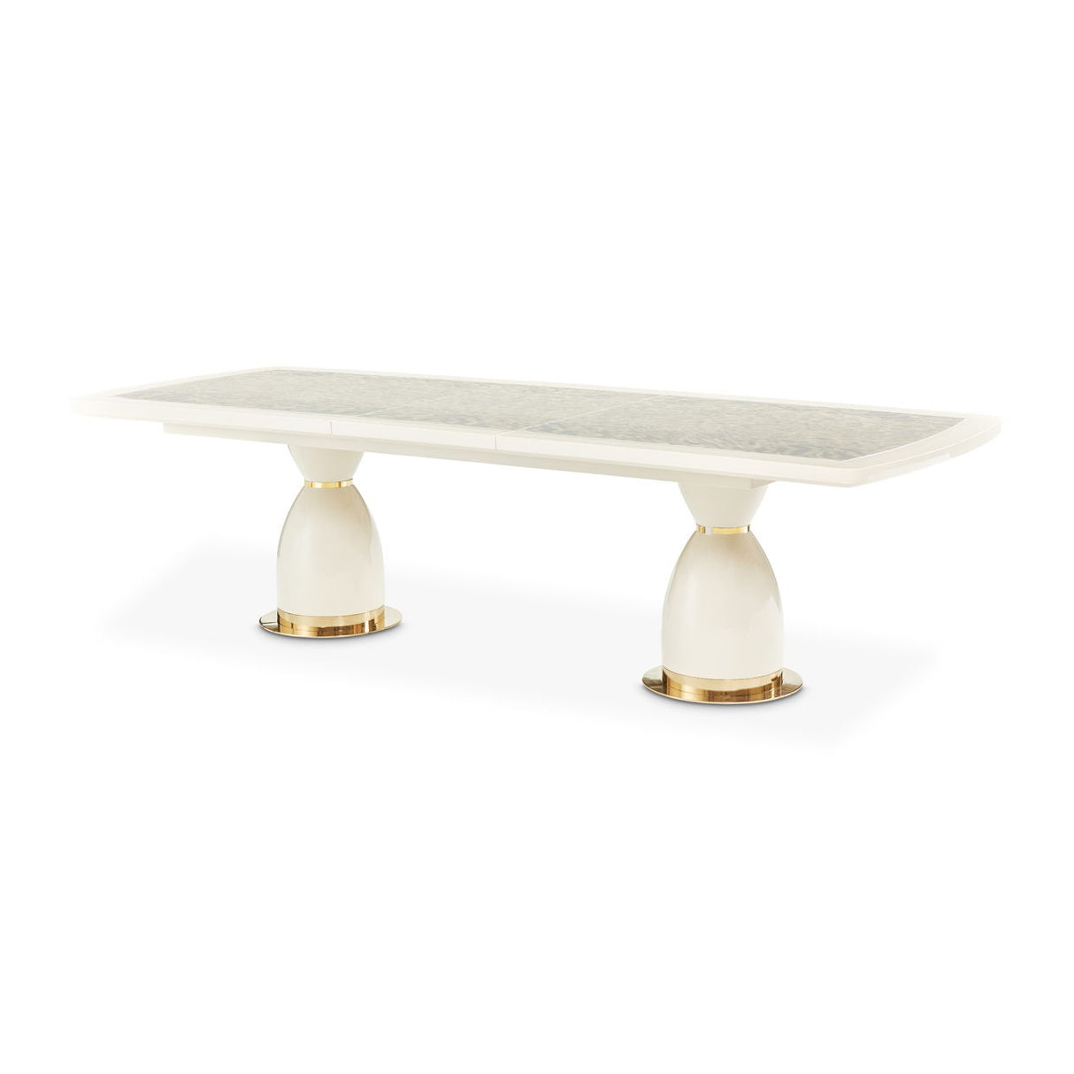 Lisbon - Double Pedestal Dining Table - Silken Matte Cream