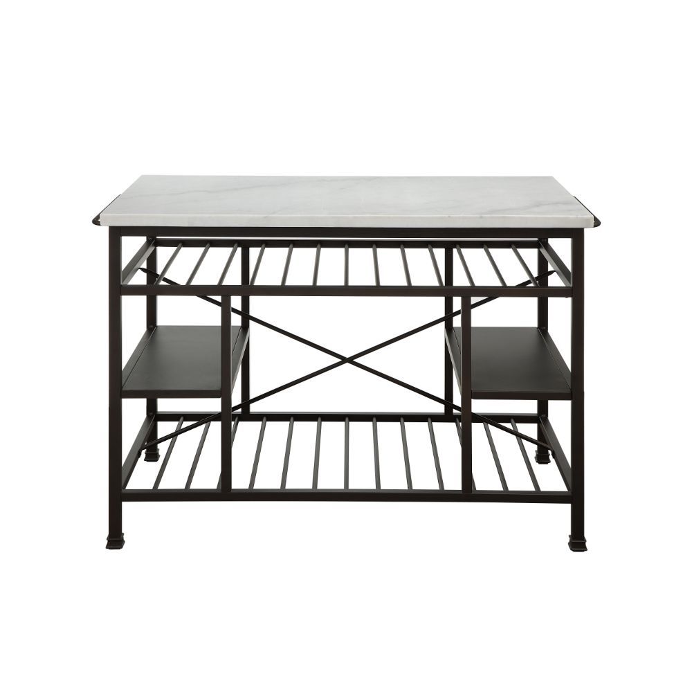 Lanzo - Kitchen Island - Marble Top & Gunmetal
