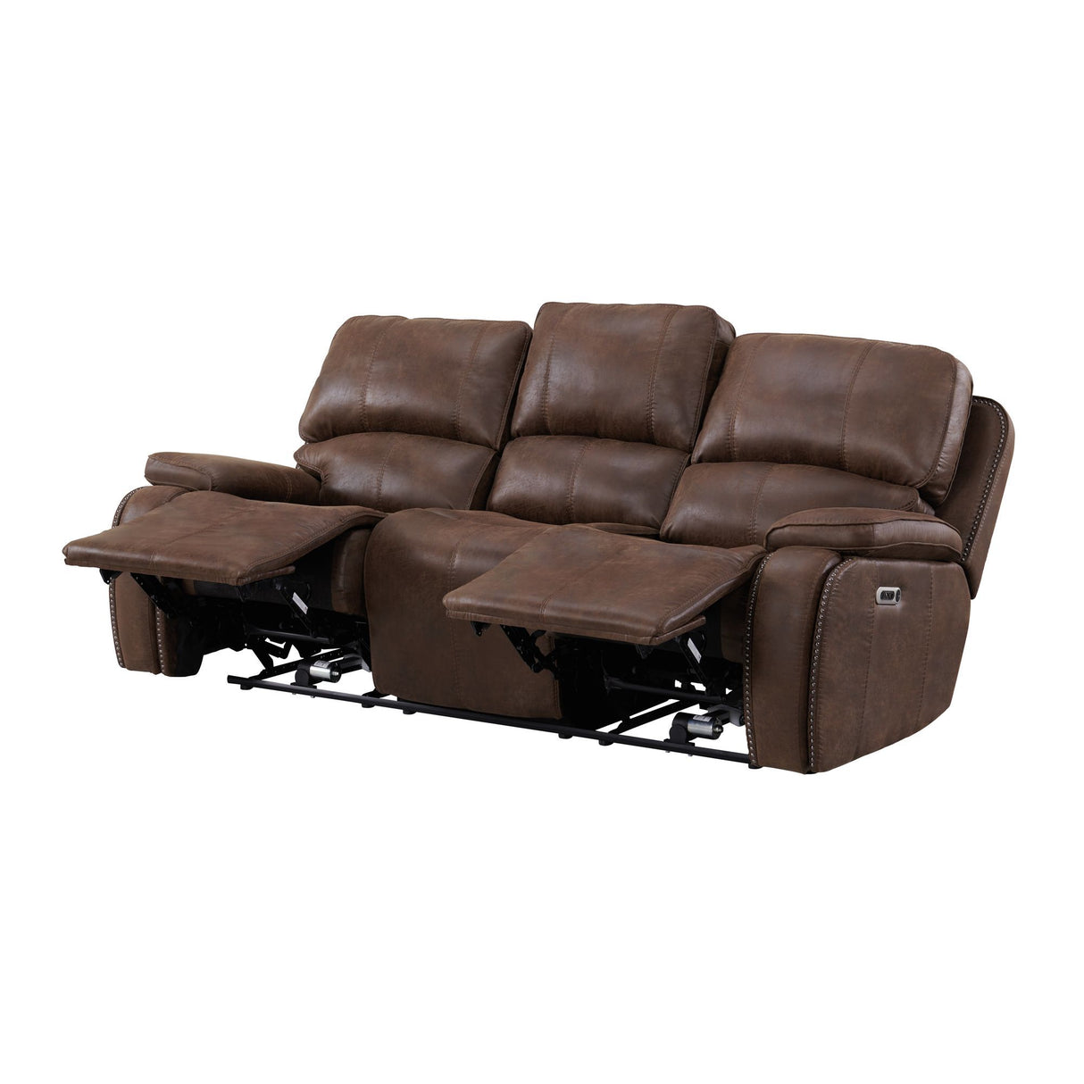 Atlantis - Power Motion Sofa With Power Motion Head Recliner - Heritage Brown
