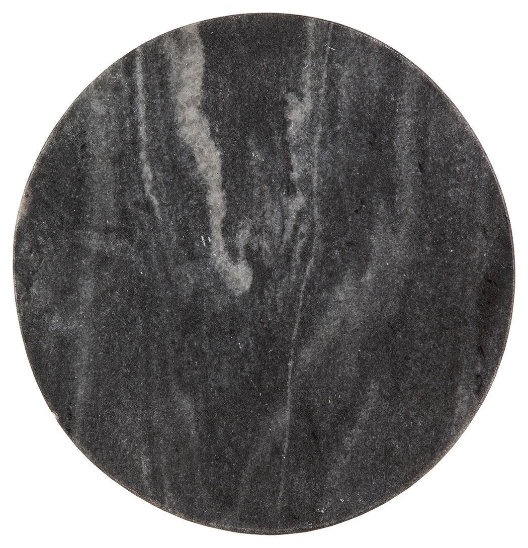 Caramont - Mesa auxiliar con base blanca - Acabado negro, blanco y dorado